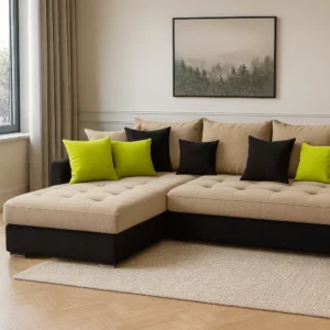 Canapé Linda beige sable & noir