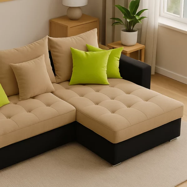 Canapé Linda beige sable & noir