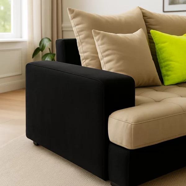 Canapé Linda beige sable & noir